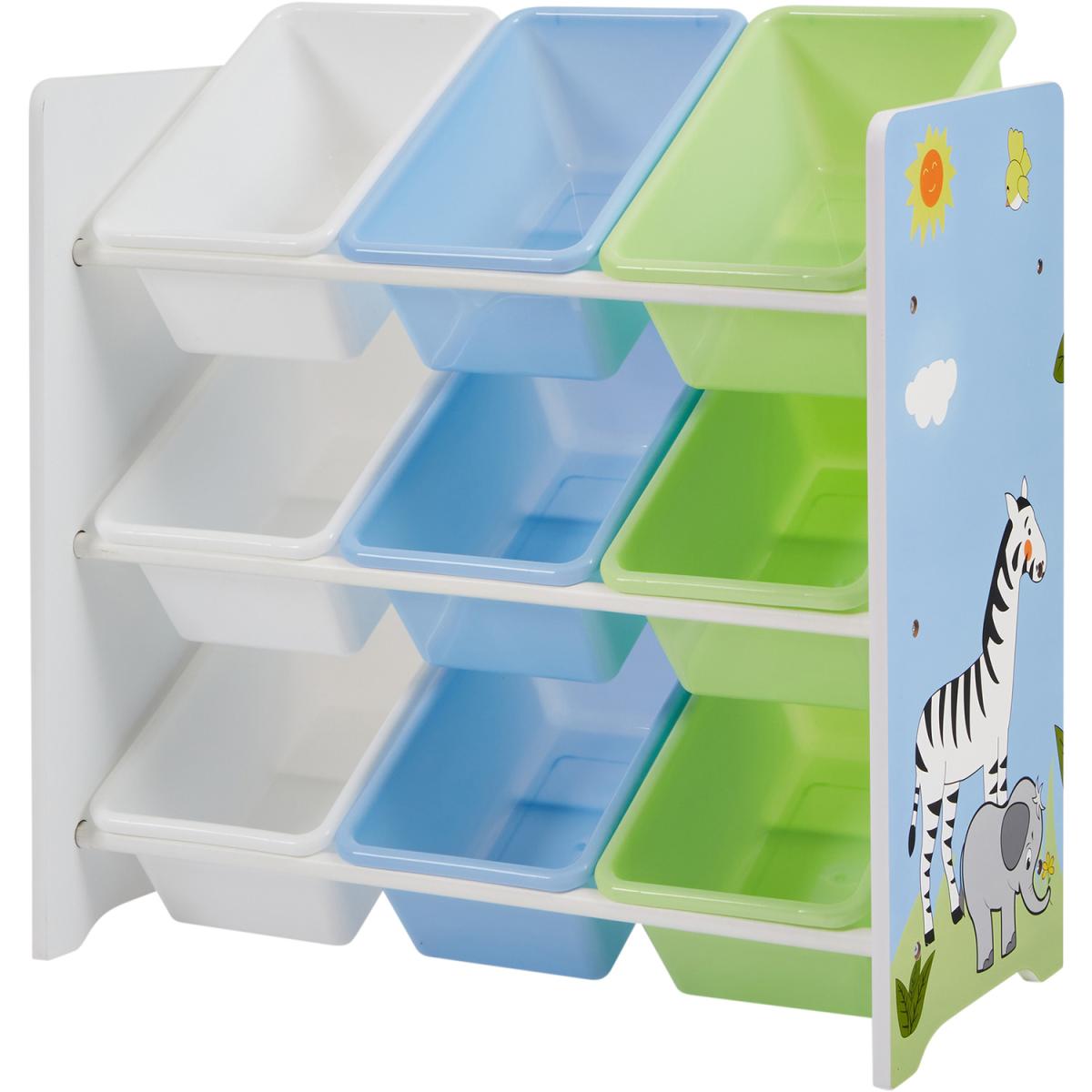 Kids Safari Storage Shelf Unit with 9 Plastic Storage Boxes - Multicoloured – image 3