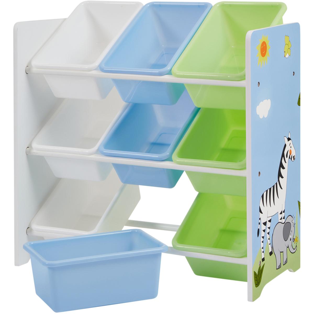 Kids Safari Storage Shelf Unit with 9 Plastic Storage Boxes - Multicoloured – image 4