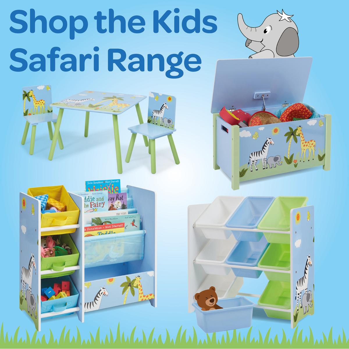 Kids Safari Storage Shelf Unit with 9 Plastic Storage Boxes - Multicoloured – image 6