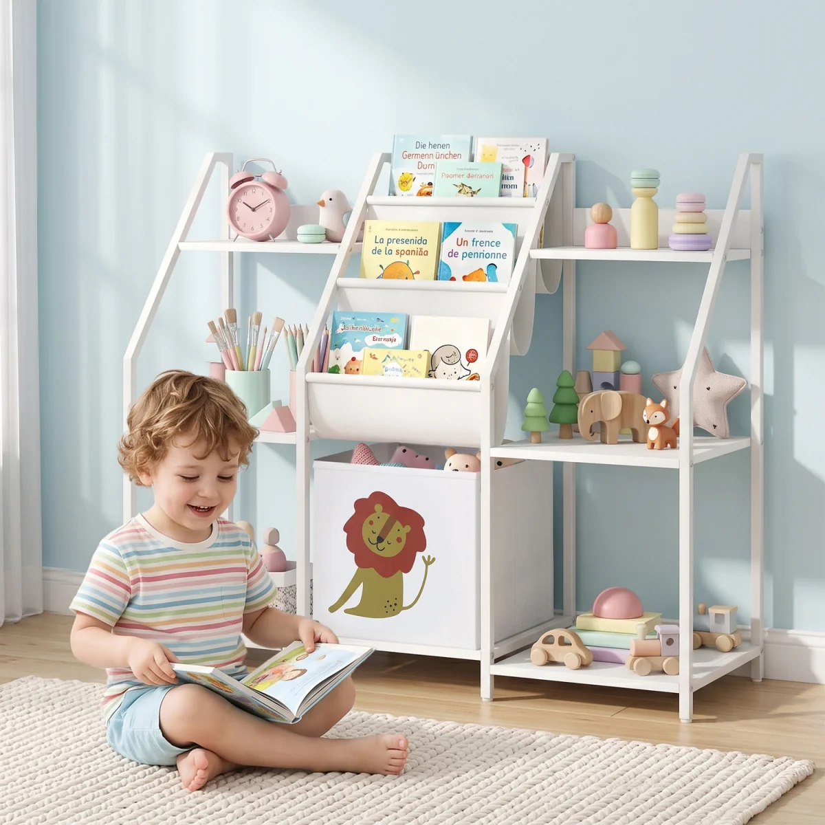 AIYAPLAY Kids Bookshelf and Toy Storage for Nursery, Bedroom, White - White – image 2