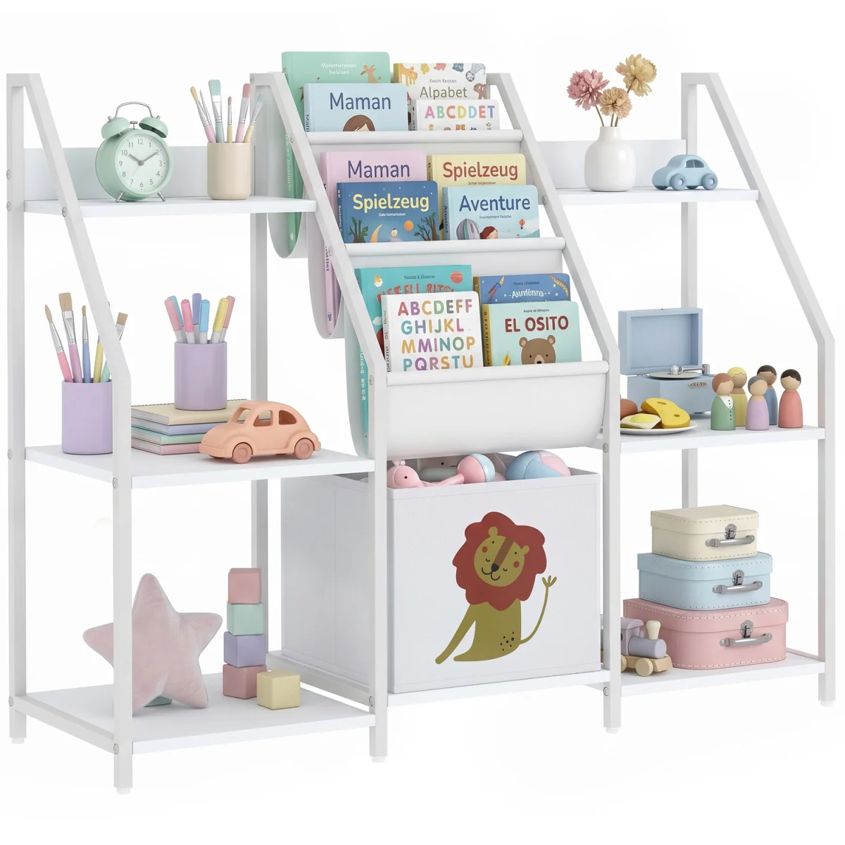 AIYAPLAY Kids Bookshelf and Toy Storage for Nursery, Bedroom, White - White – image 4