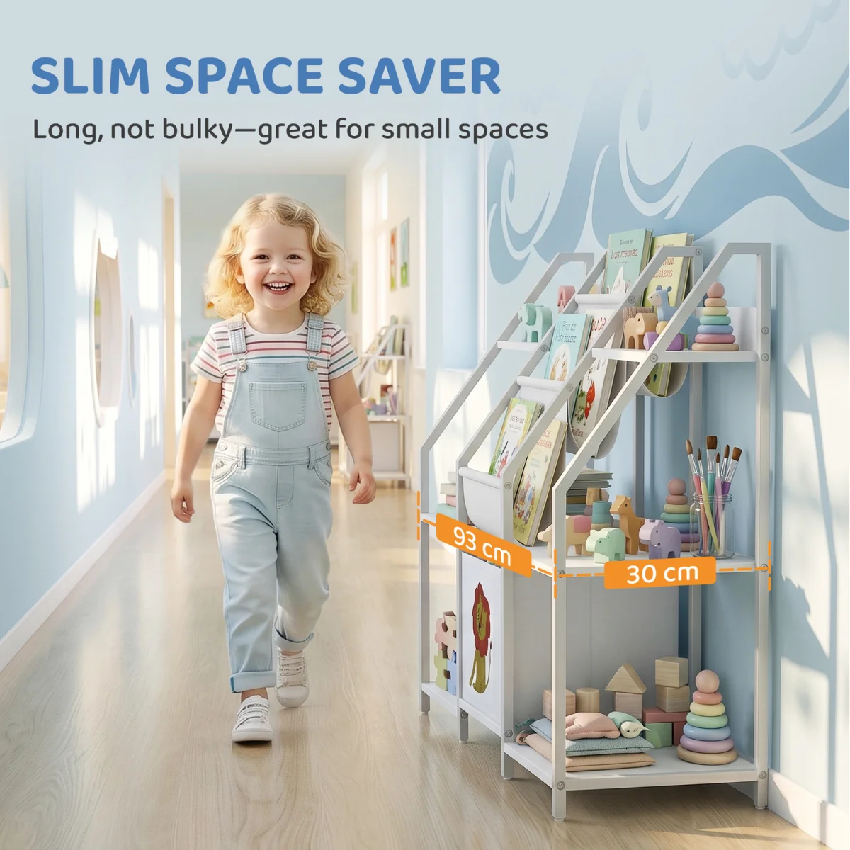 AIYAPLAY Kids Bookshelf and Toy Storage for Nursery, Bedroom, White - White – image 10