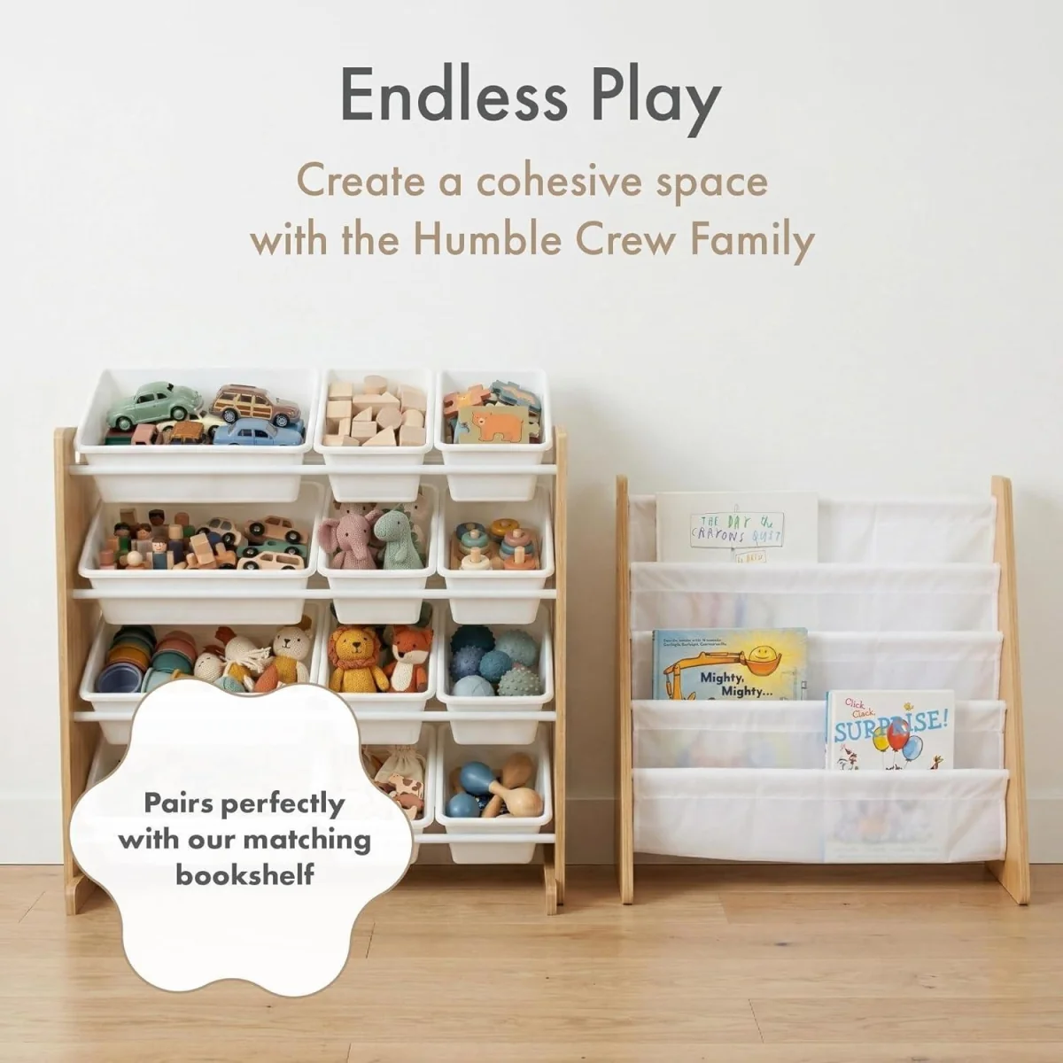 Kids Wooden Toy Storage Organiser with 12 Plastic Storage Bins Beige Playroom Unit for Toddlers - White – image 11