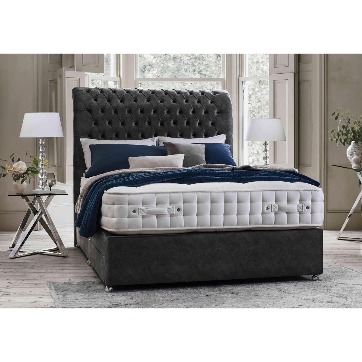 Highgrove - Sanctum Nature 2000 2 Drawer Divan Set with Johnstone Headboard - Small Double - Linoso Flint – image 2