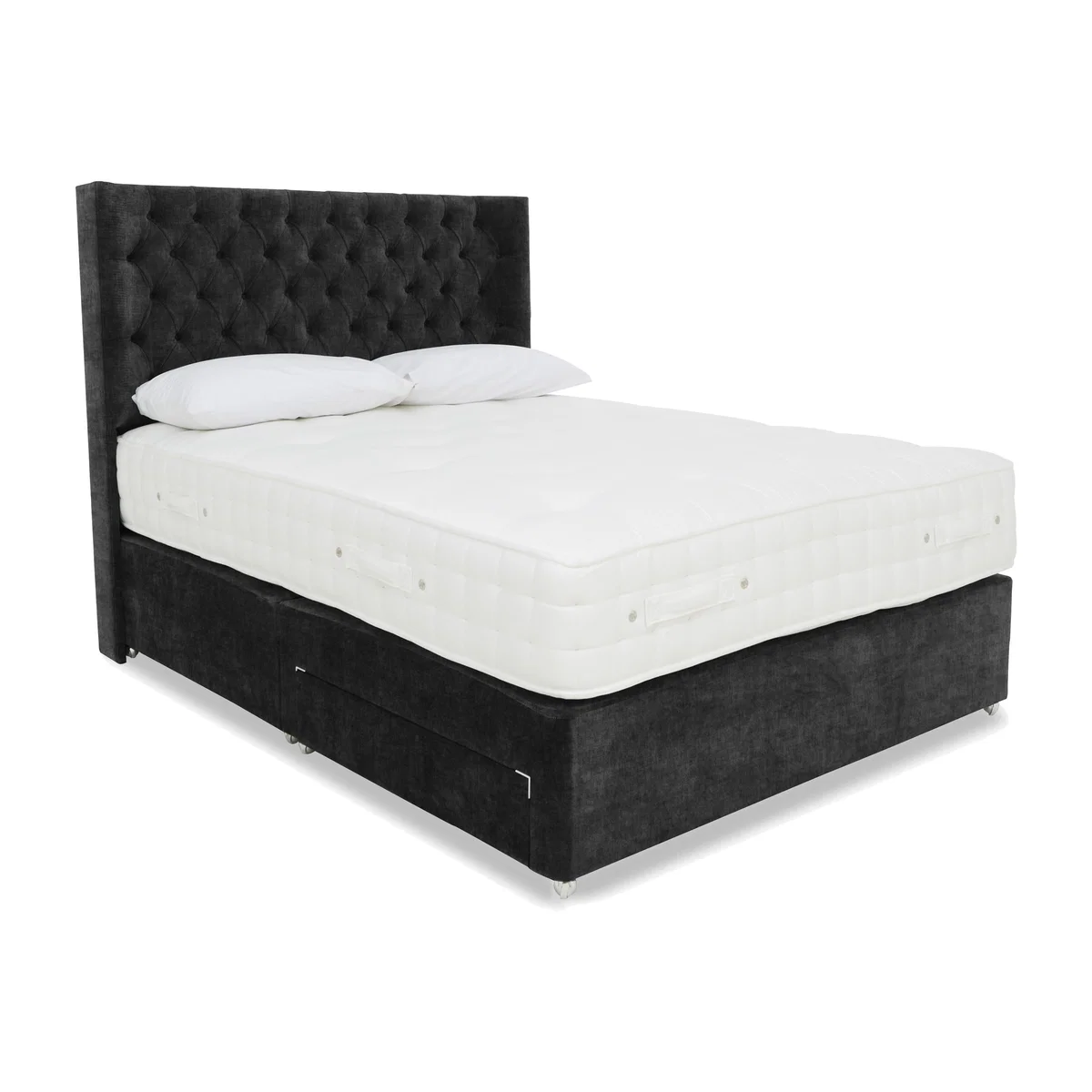 Highgrove - Sanctum Nature 2000 2 Drawer Divan Set with Harding Headboard - Small Double - Linoso Granite – image 1