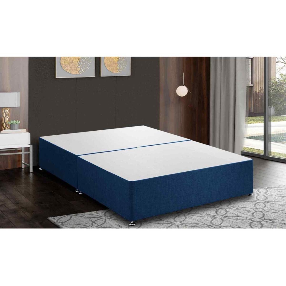 Amara Divan Base Only - Plush Fabric, 2 Drawers Left Side - Blue / Small Double – image 3
