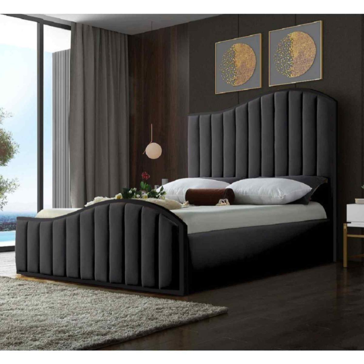 Maria Upholstered Plush Velvet Bed Frame - Grey / Small Double – image 2