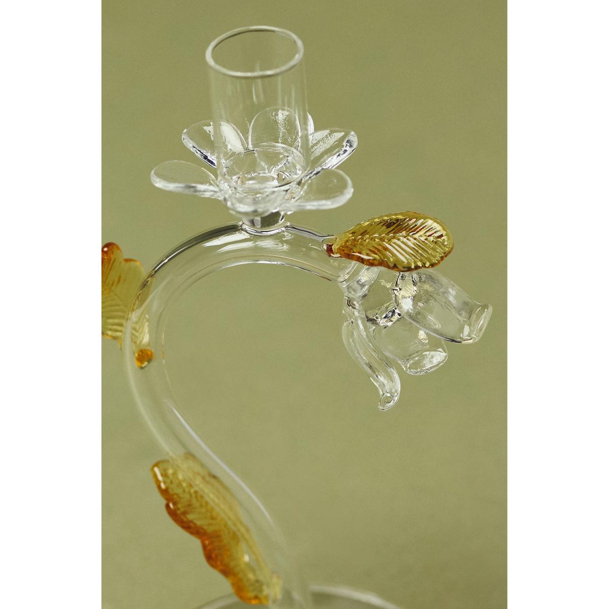 Amber Clear Floral Candle Holder – image 4