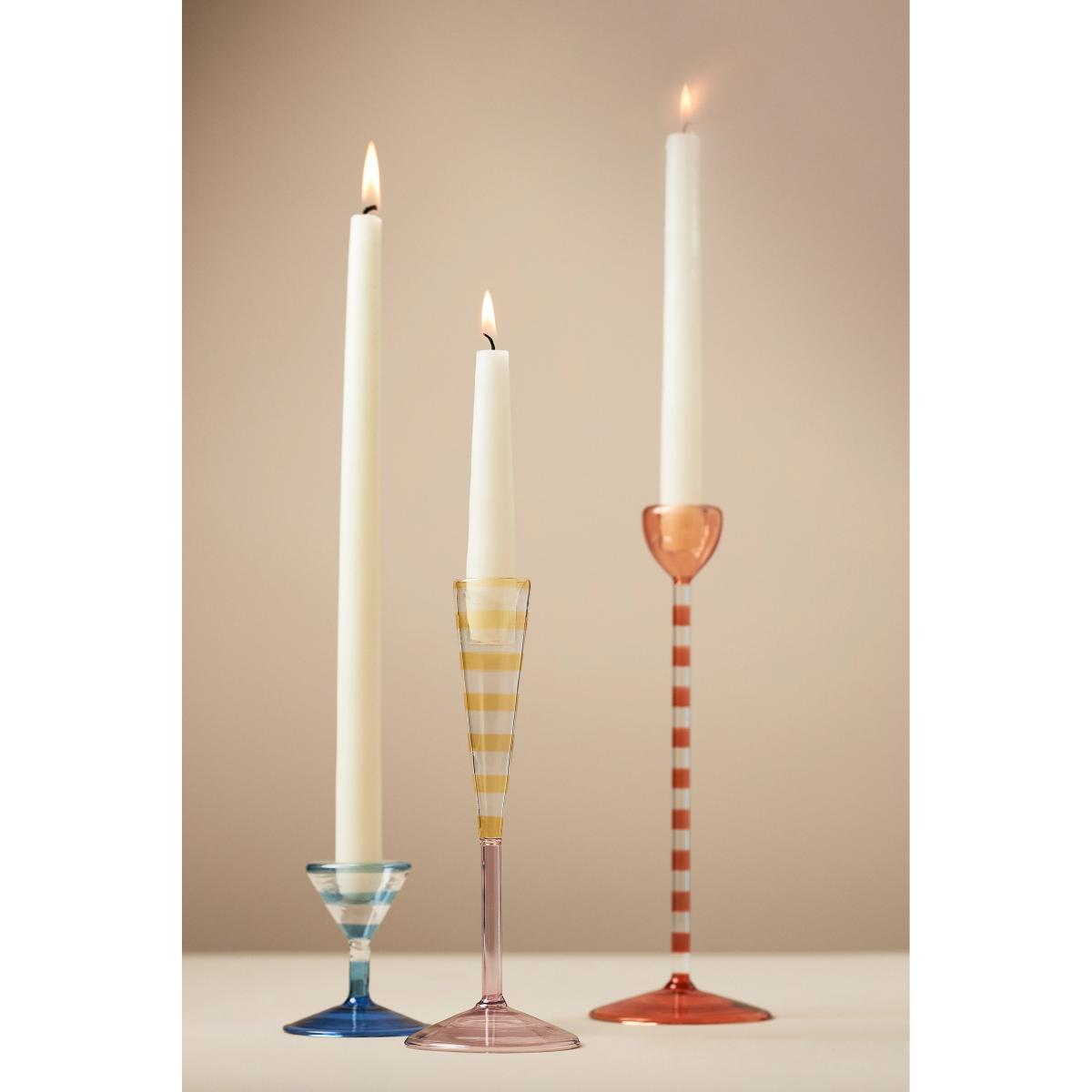 Eleanor Striped Glass Candle Holder – image 2