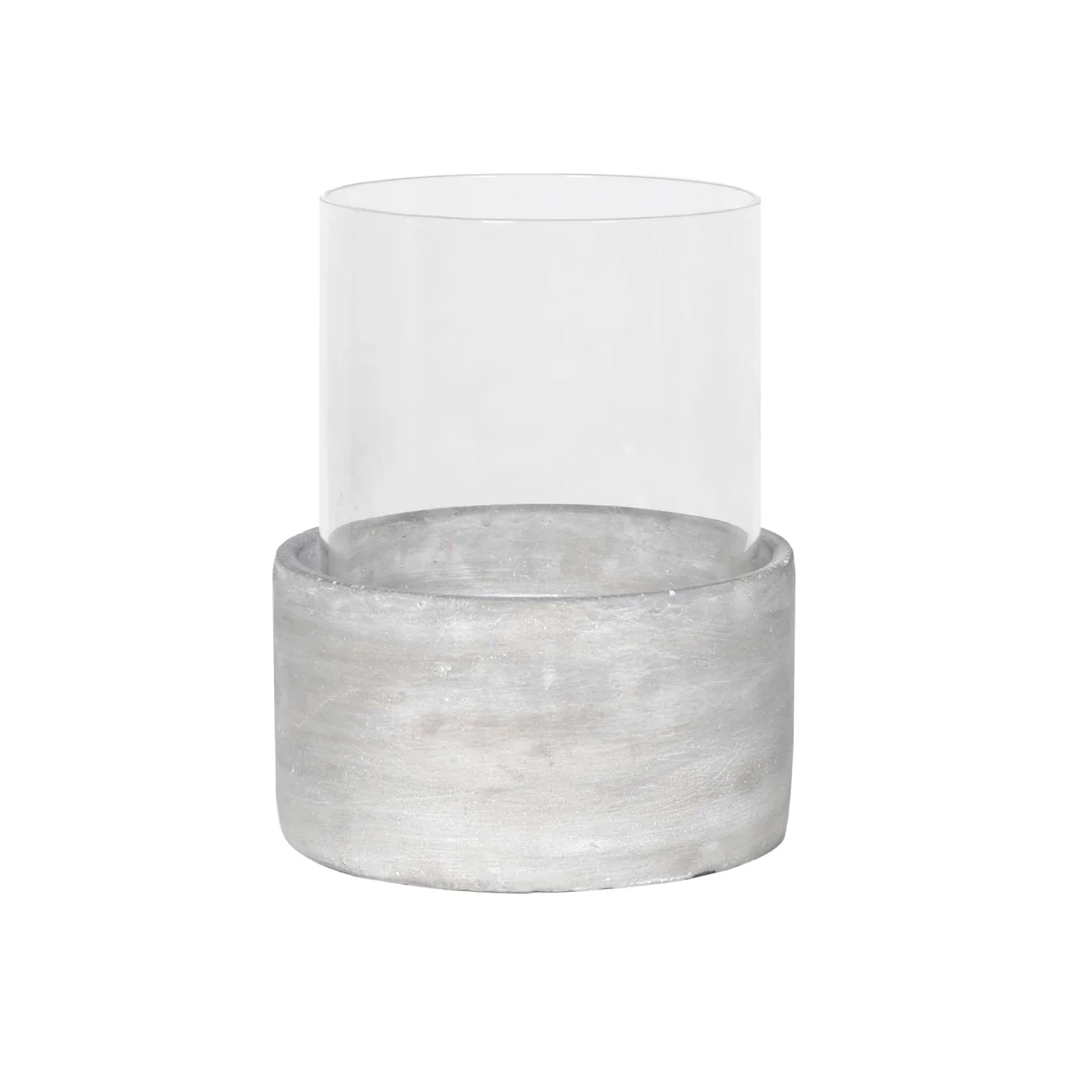 Large Glass & Cement Hurricane Candle Holder, Grey Concrete | Barker & Stonehouse