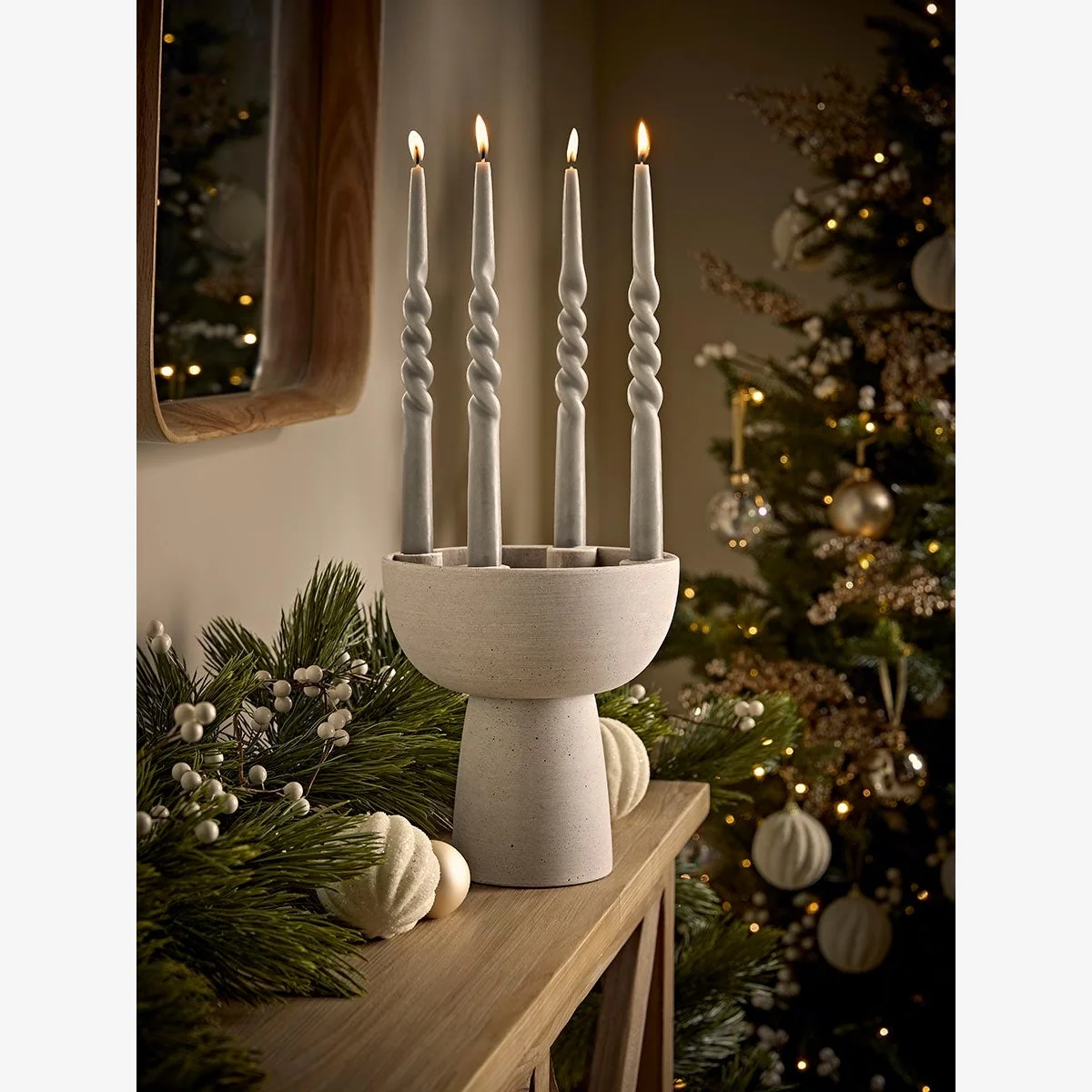 Tall Stone Look Candle Holder – image 1