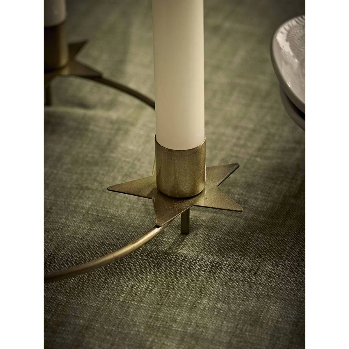 Antique Brass Round Candle Holder – image 2