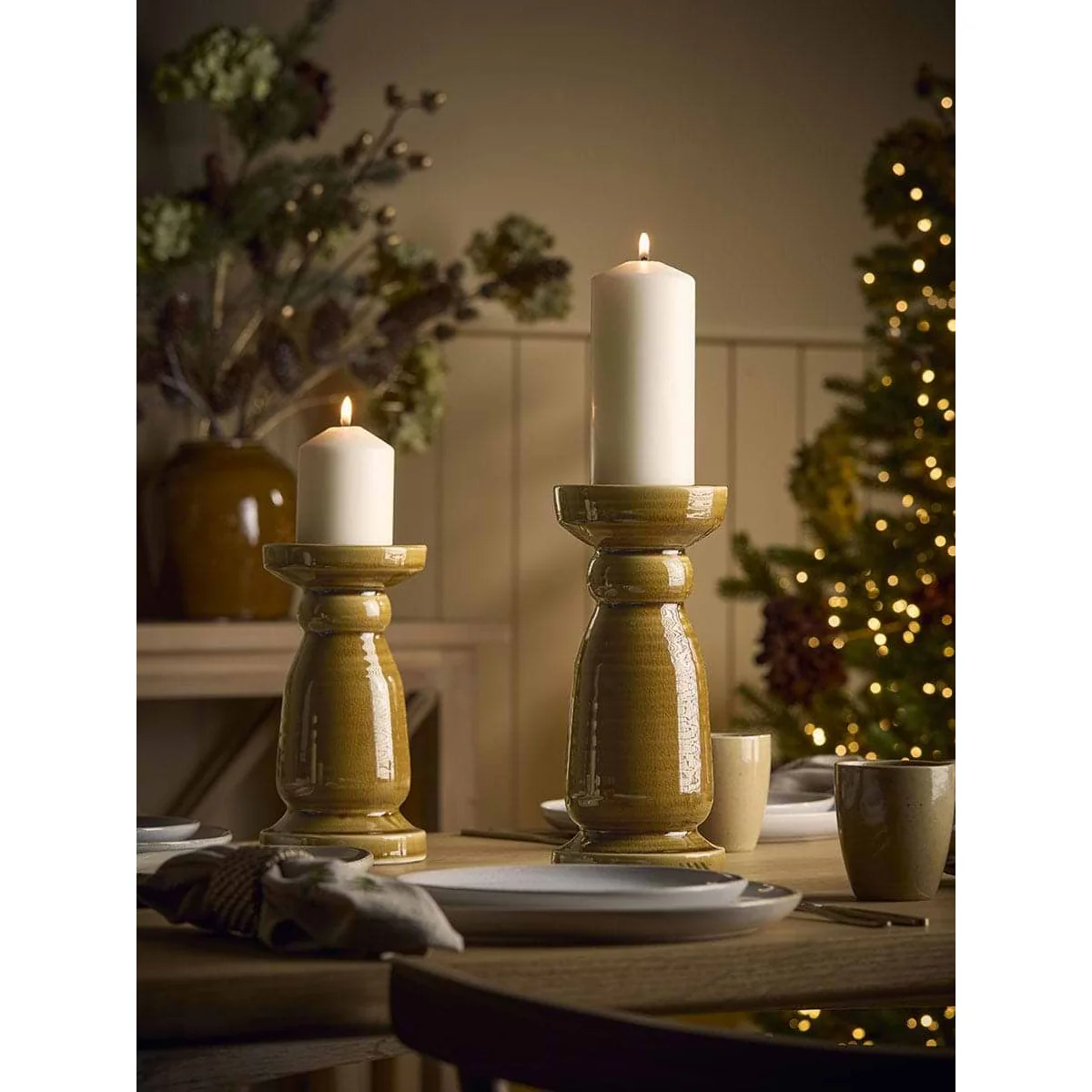 Crackle Glazed Candlestick Holder - Large – image 4