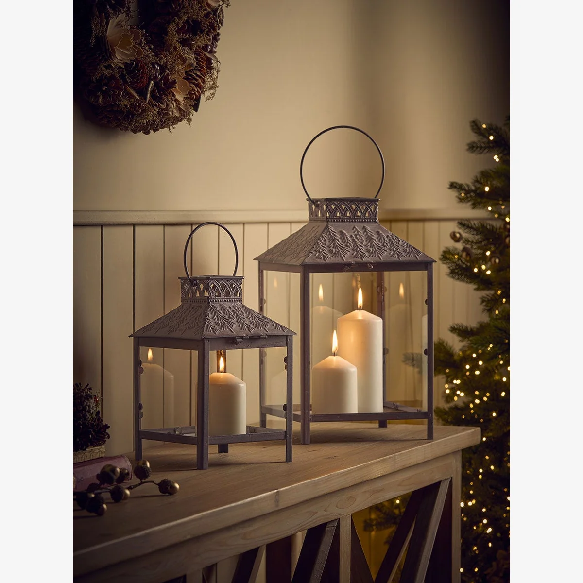 Two Tree Embossed Lanterns – image 1