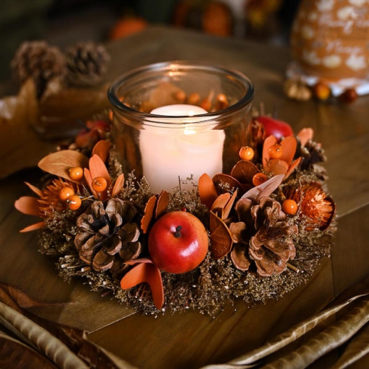 Country Living Autumn Wreath Candle Holder – image 1