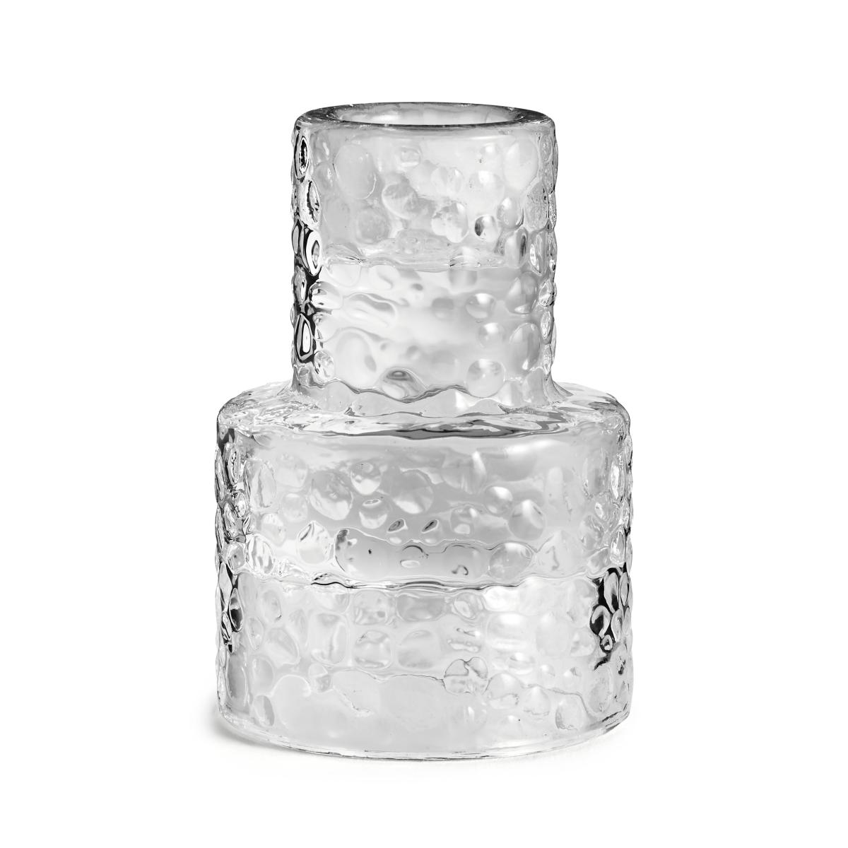 Mottled Glass Candlestick Holder Clear – image 3