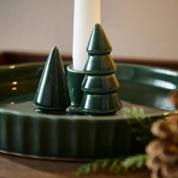 Alpine Trees Ceramic Candlestick Holder – image 2