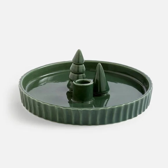 Alpine Trees Ceramic Candlestick Holder – image 3