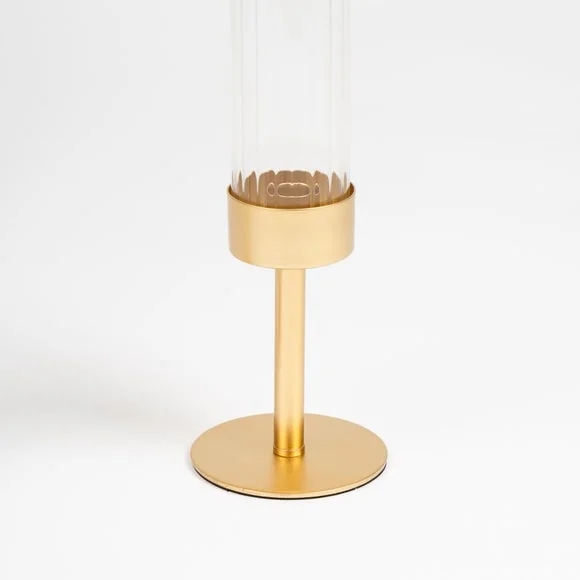 Set of 2 Gold Glass Candle Holders – image 3