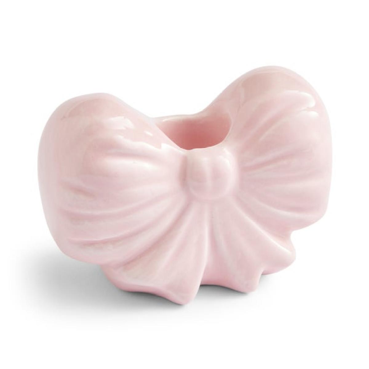 Pink Bow Shaped Ceramic Candlestick Holder – image 3