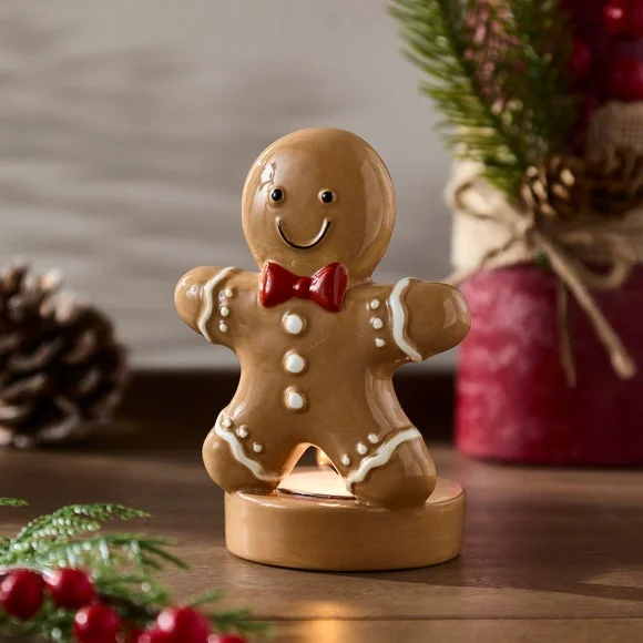 Gingerbread Man Ceramic Tealight Holder – image 1