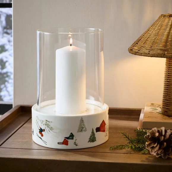 Alpine Scene Hurricane Candle Holder – image 1