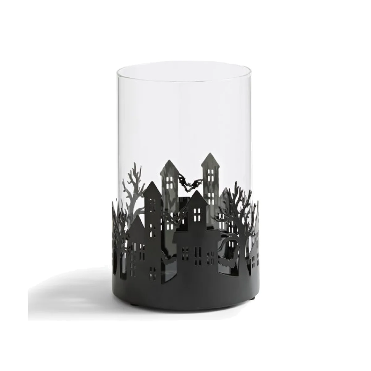 Metal Candle Holder with Glass Cloche