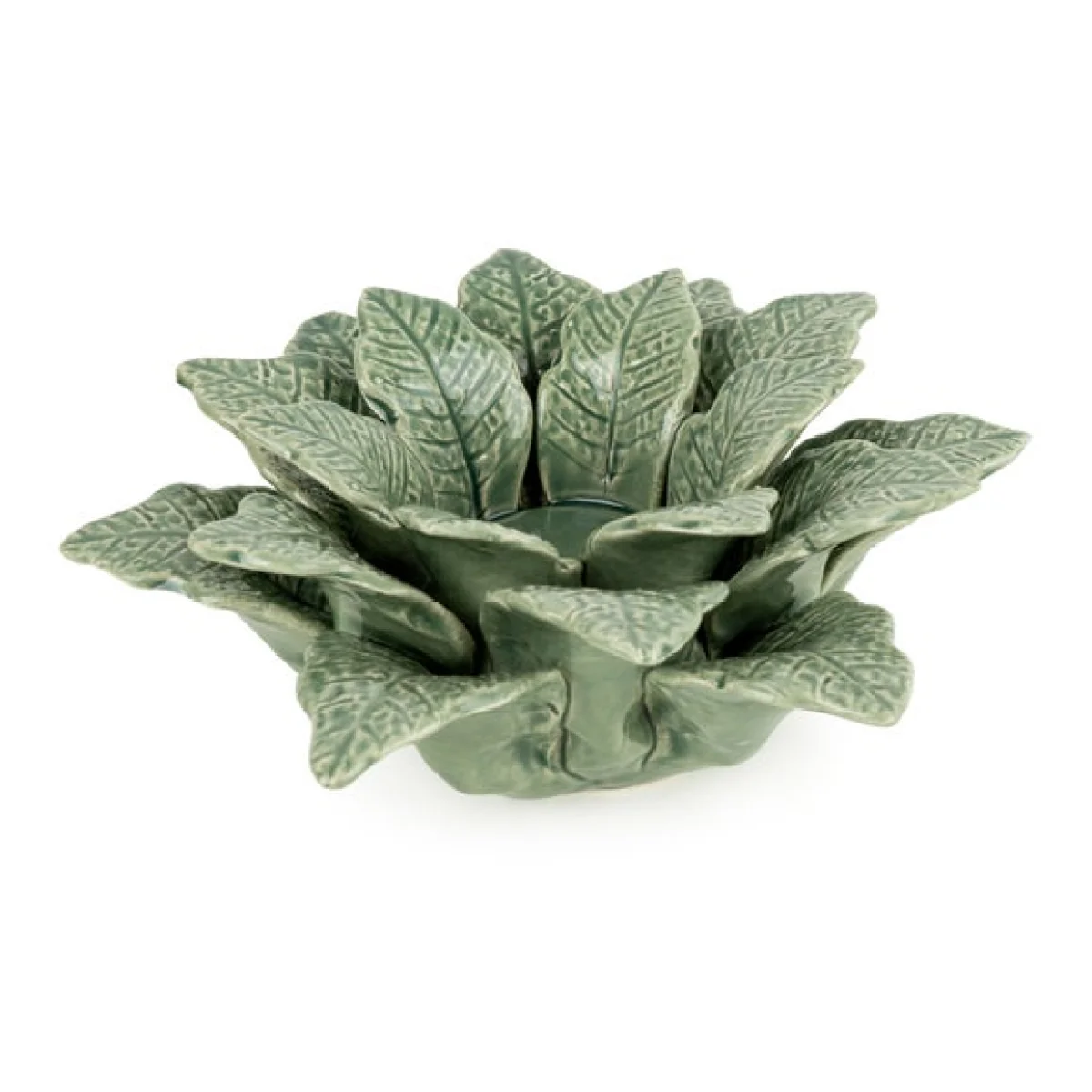 Green Flower Ceramic Tealight Holder – image 2