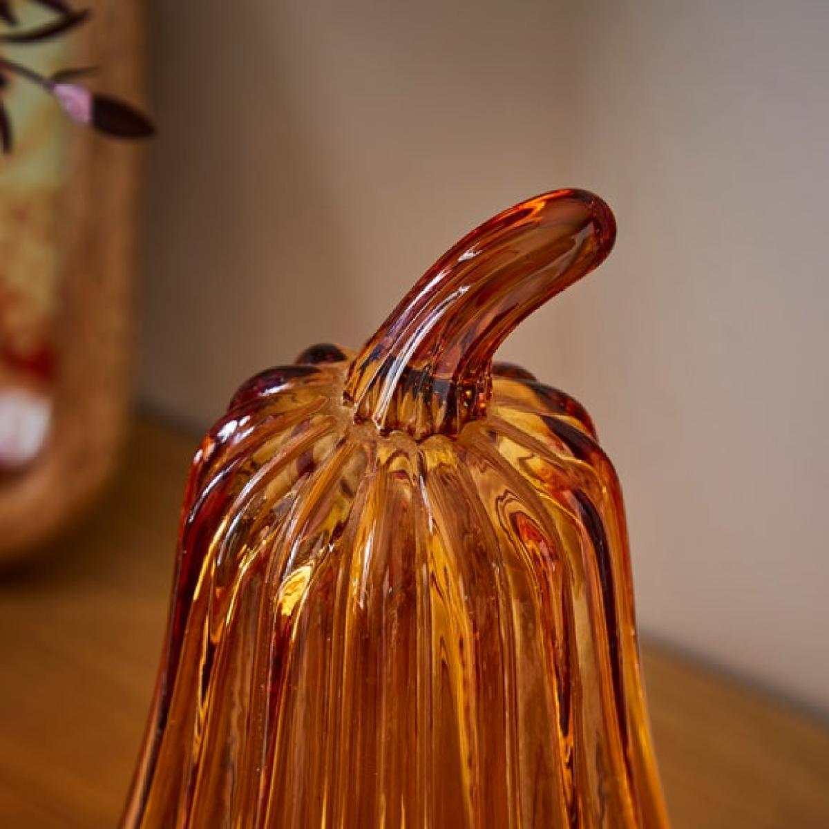 Tall Pumpkin Orange Glass Lantern – image 2