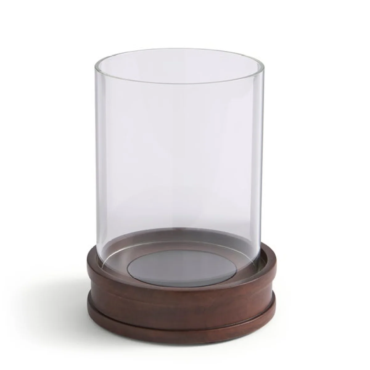 Turned Dark Mango Wood & Glass Hurricane Candle Holder – image 3