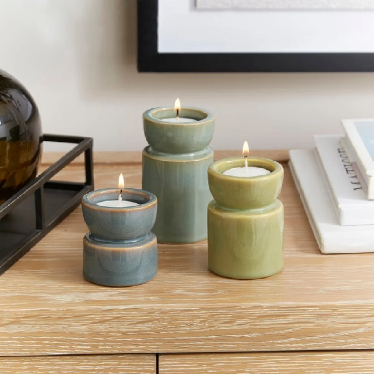 Set of 3 Taper Tealight Candle Holders – image 2