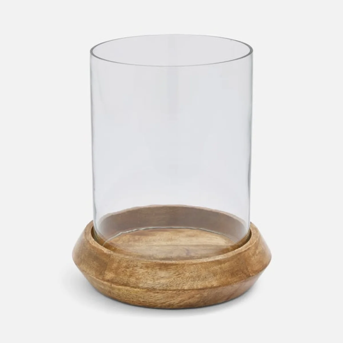 Mango Wood & Glass Hurricane Candle Holder – image 3