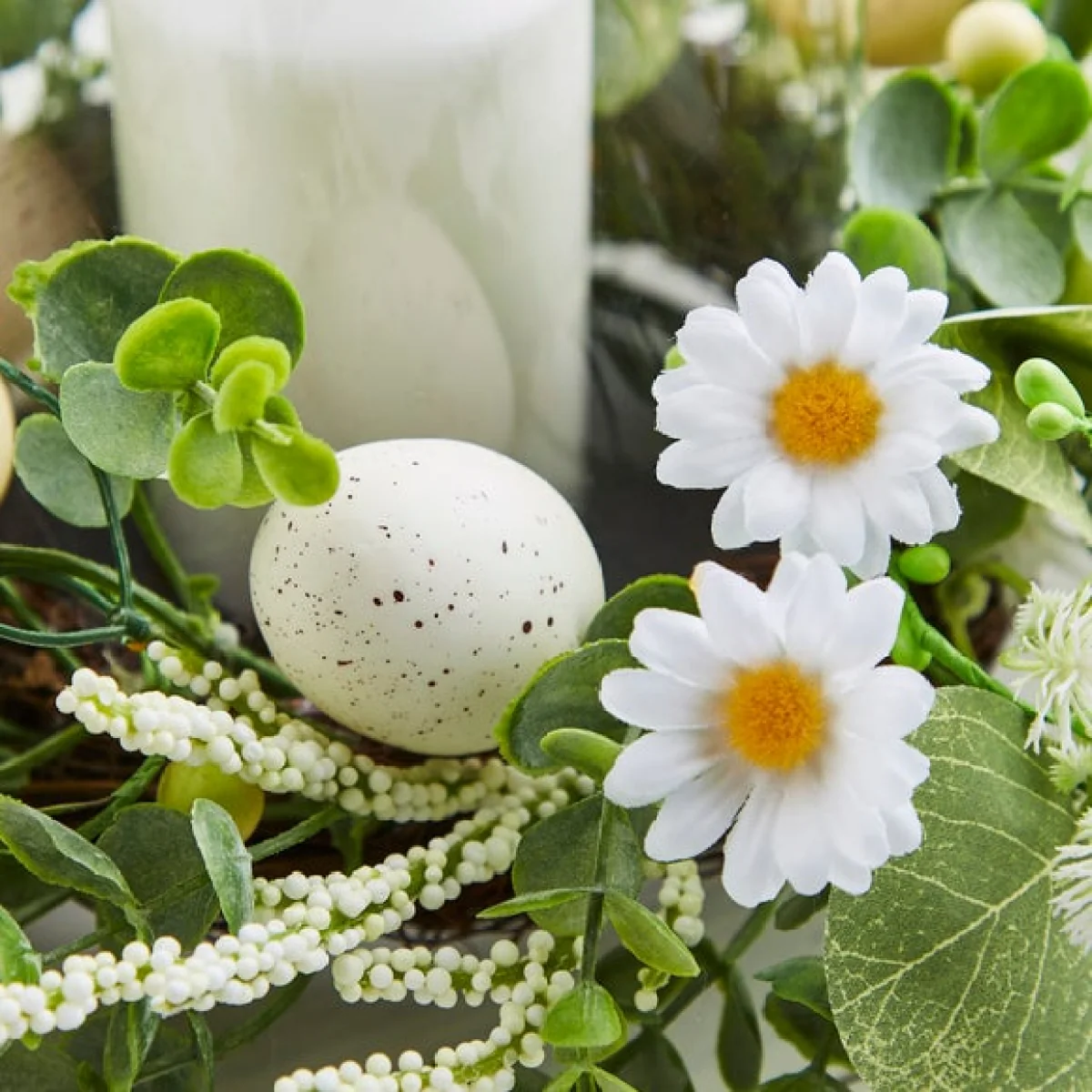 Artificial Easter Egg Floral Pillar Candle Holder – image 2