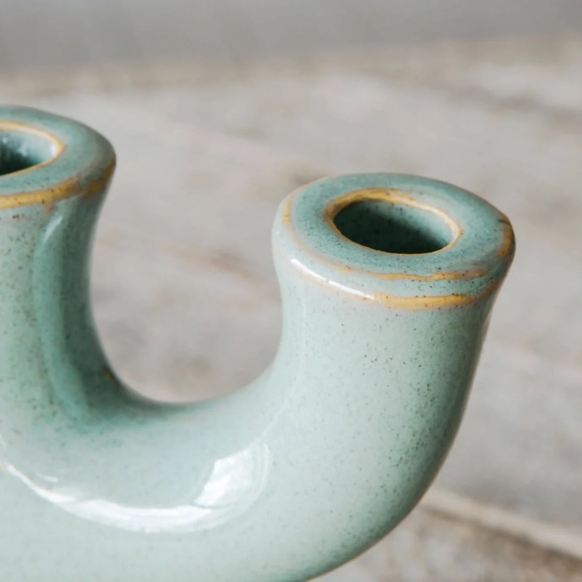 Green Stoneware Candle Holder – image 5
