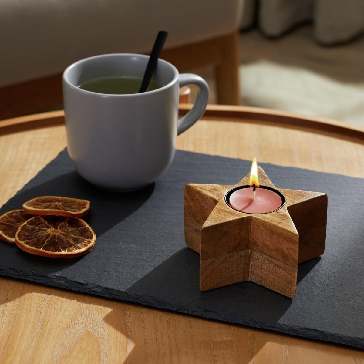 Habitat Mango Wood Star Tealight & Taper Candle Holder – image 2