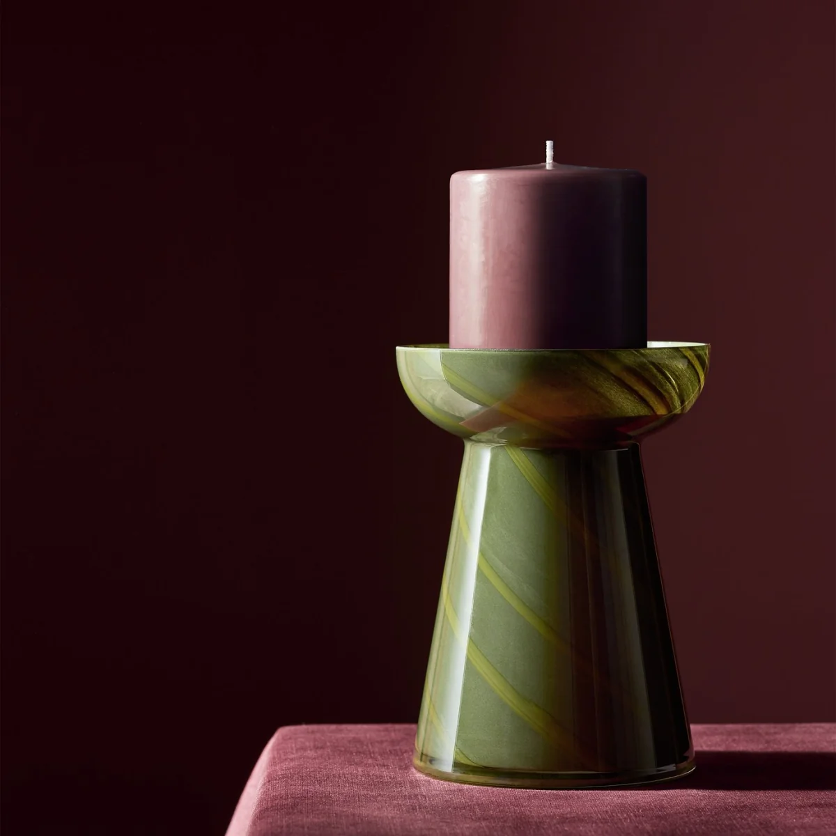Habitat Glass Swirl Small Candle Holder – image 1