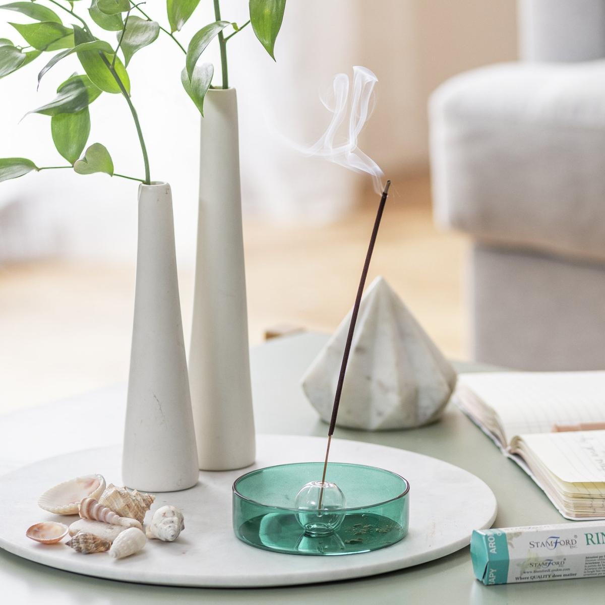 Habitat Glass Incense Holder - Turquoise – image 2