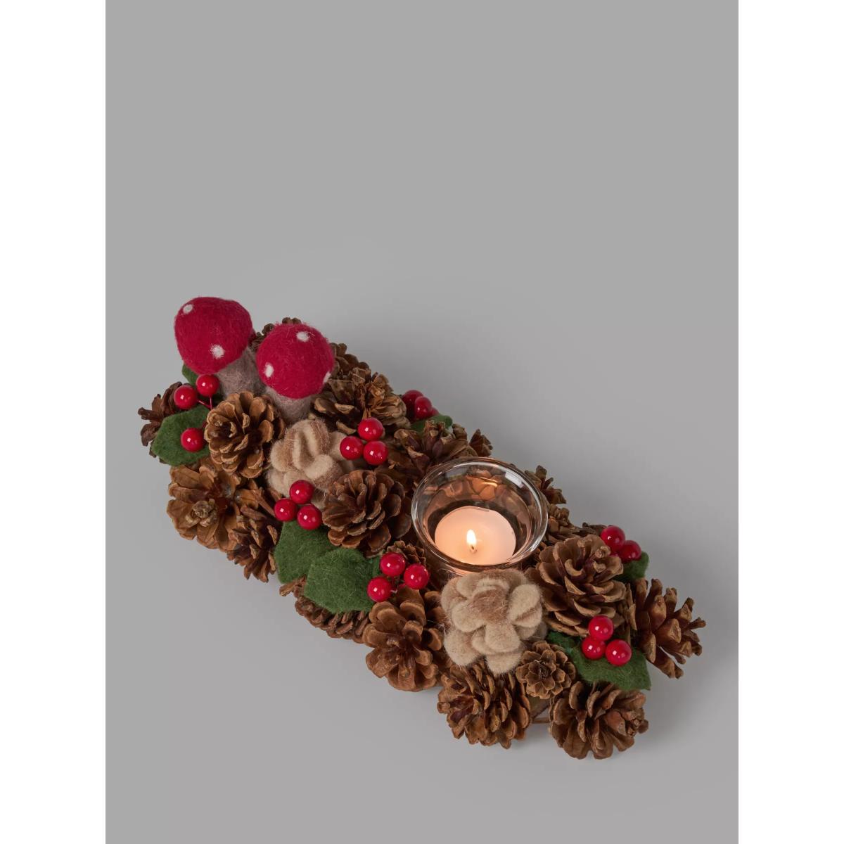 John Lewis Christmas Felt Mushroom and Pine Cone Tealight Holder – image 3