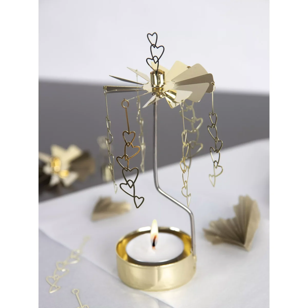 Pluto Produkter Hearts Spinner Tealight Candle Holder, Gold – image 2
