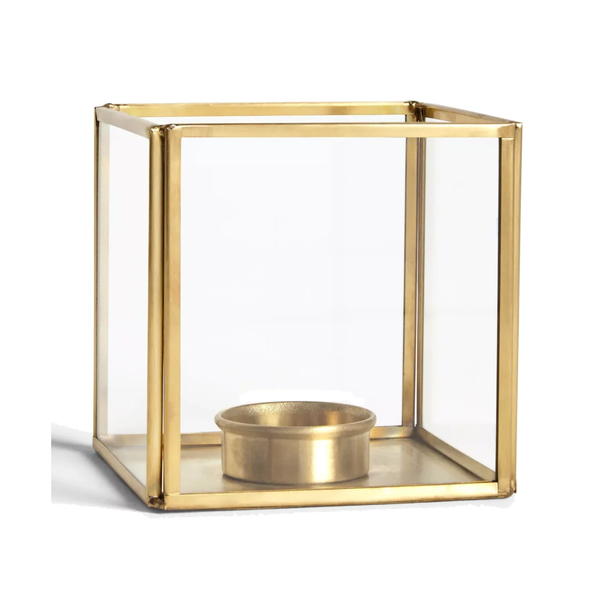 John Lewis & Partners Brass Cube Candle Holder – image 1