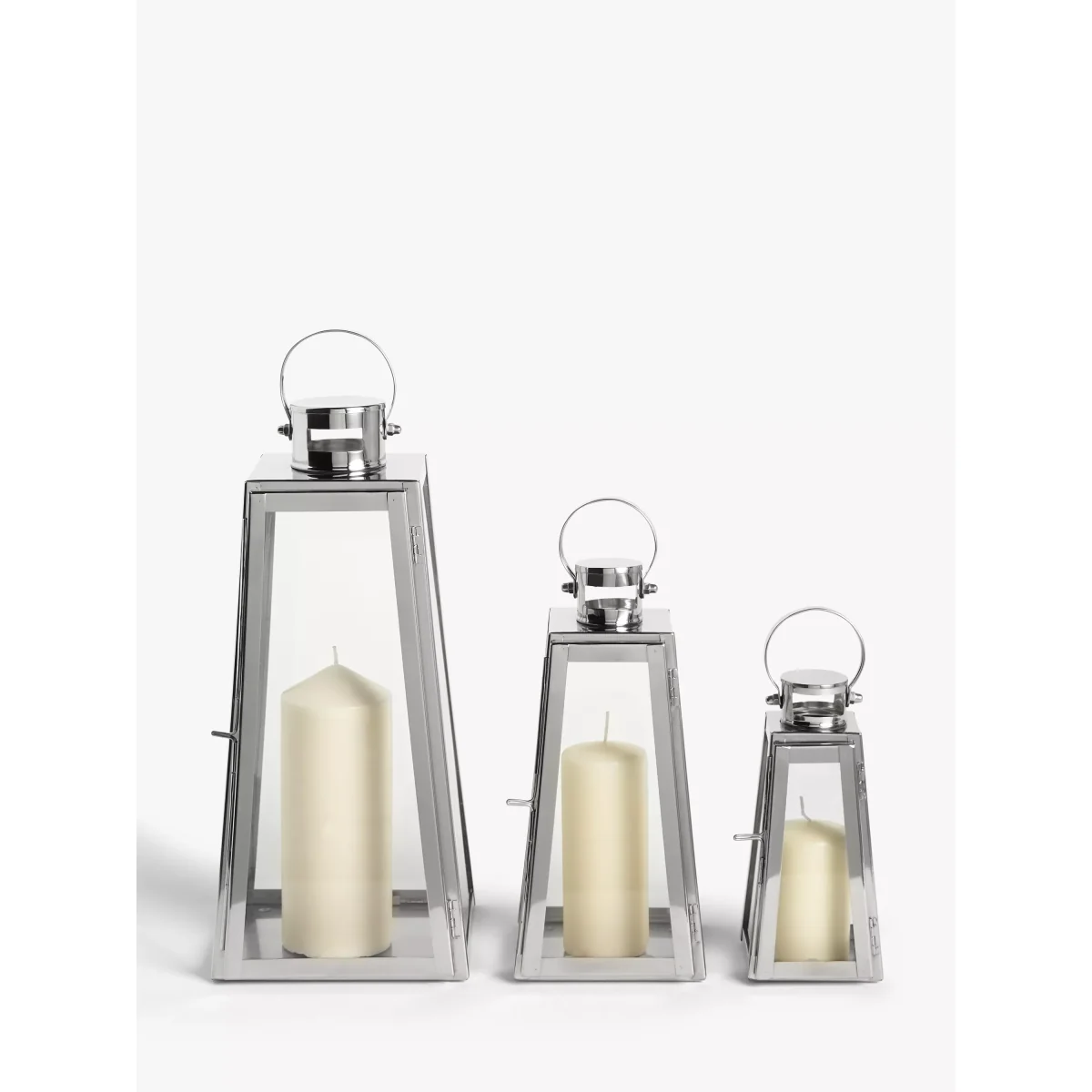 John Lewis & Partners Pimlico Lantern Candle Holders, Set of 3, Silver – image 2