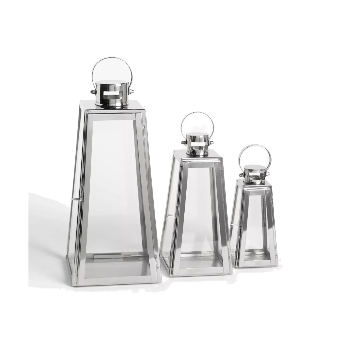 John Lewis & Partners Pimlico Lantern Candle Holders, Set of 3, Silver – image 1