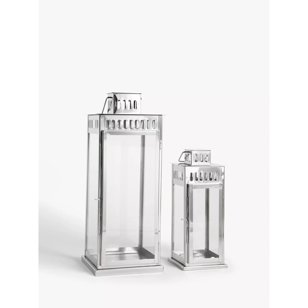 John Lewis & Partners Richmond Lantern Candle Holders, Set of 2, Silver – image 2