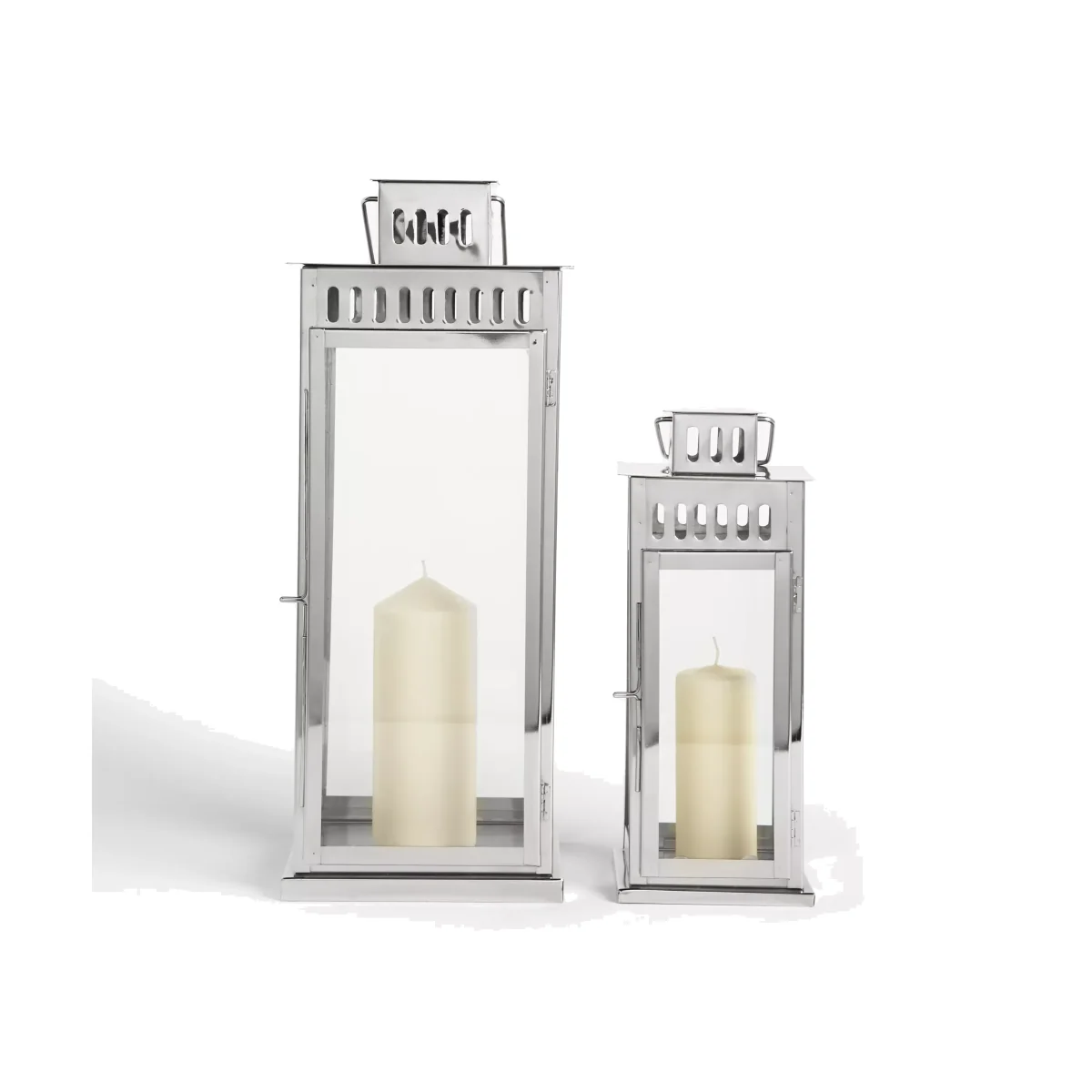John Lewis & Partners Richmond Lantern Candle Holders, Set of 2, Silver – image 1