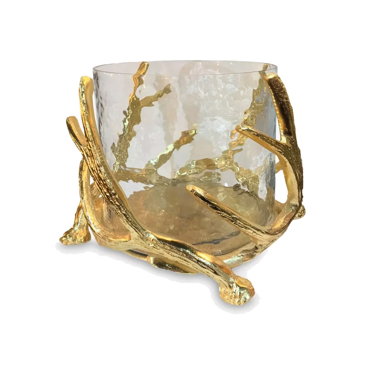 Culinary Concepts Antler Large Hurricane Candle Holder, Gold – image 1