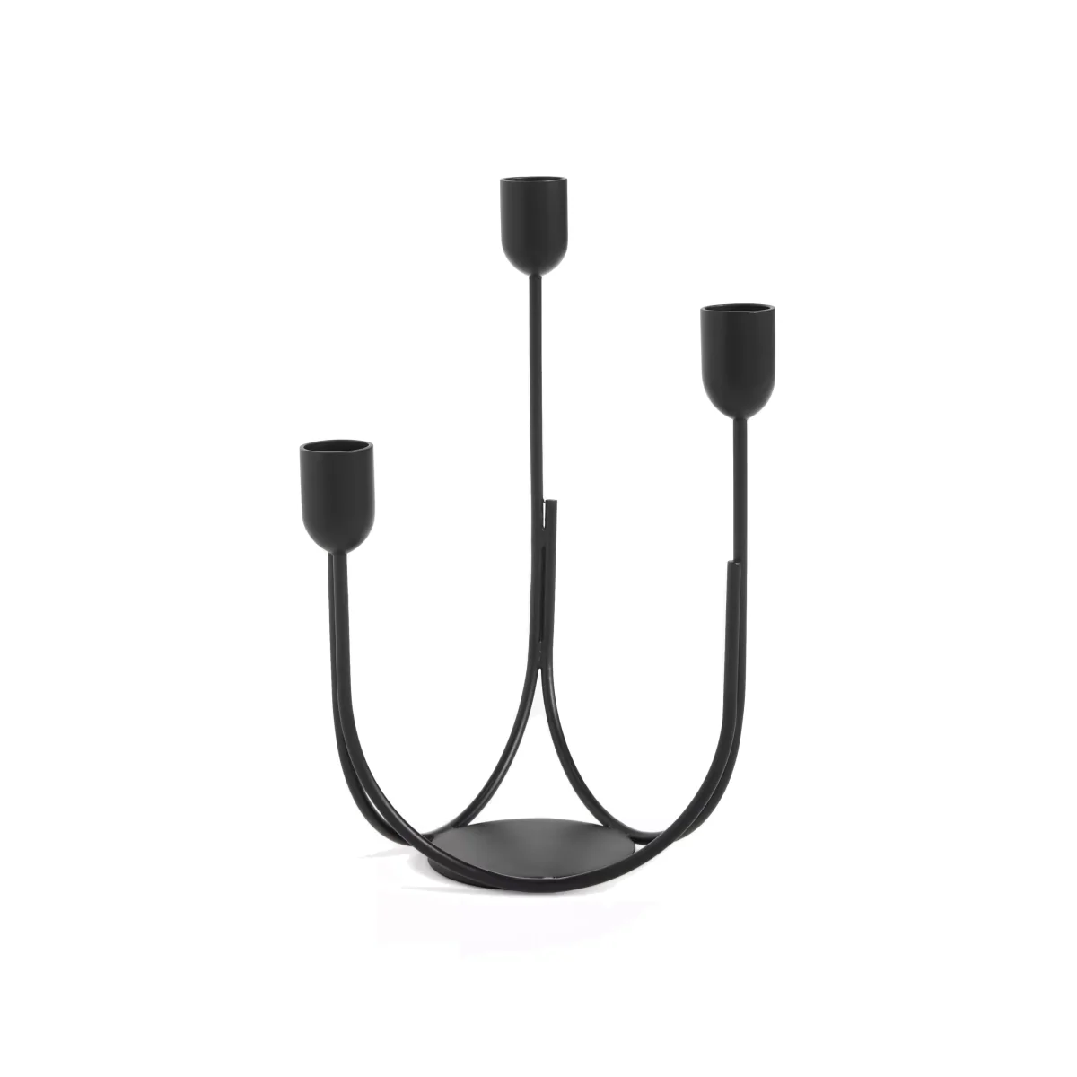 John Lewis Plain Steel Three Prong Candelabra Candle Holder – image 1