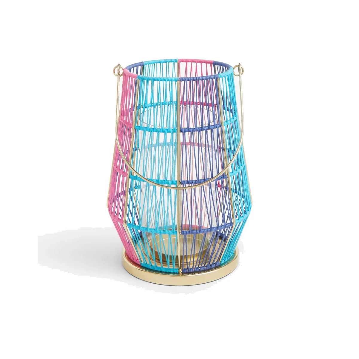 John Lewis & Partners Summer Lantern Candle Holder, Pink/Blue, H26 cm – image 1