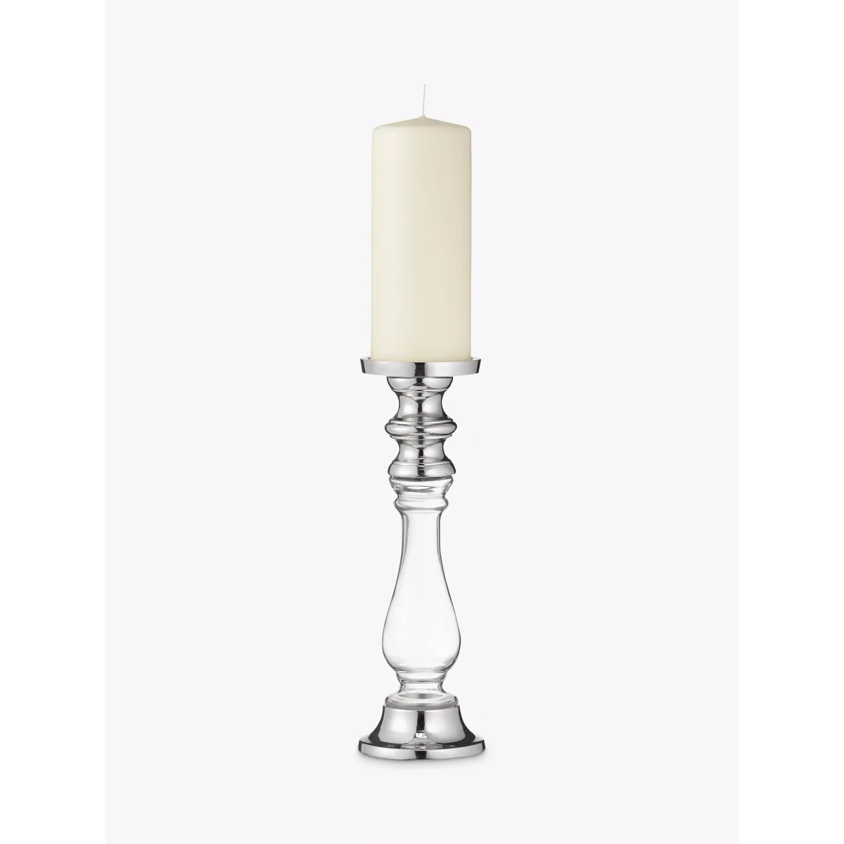 John Lewis & Partners Glass And Aluminium Pillar Candle Holder, 30cm – image 2
