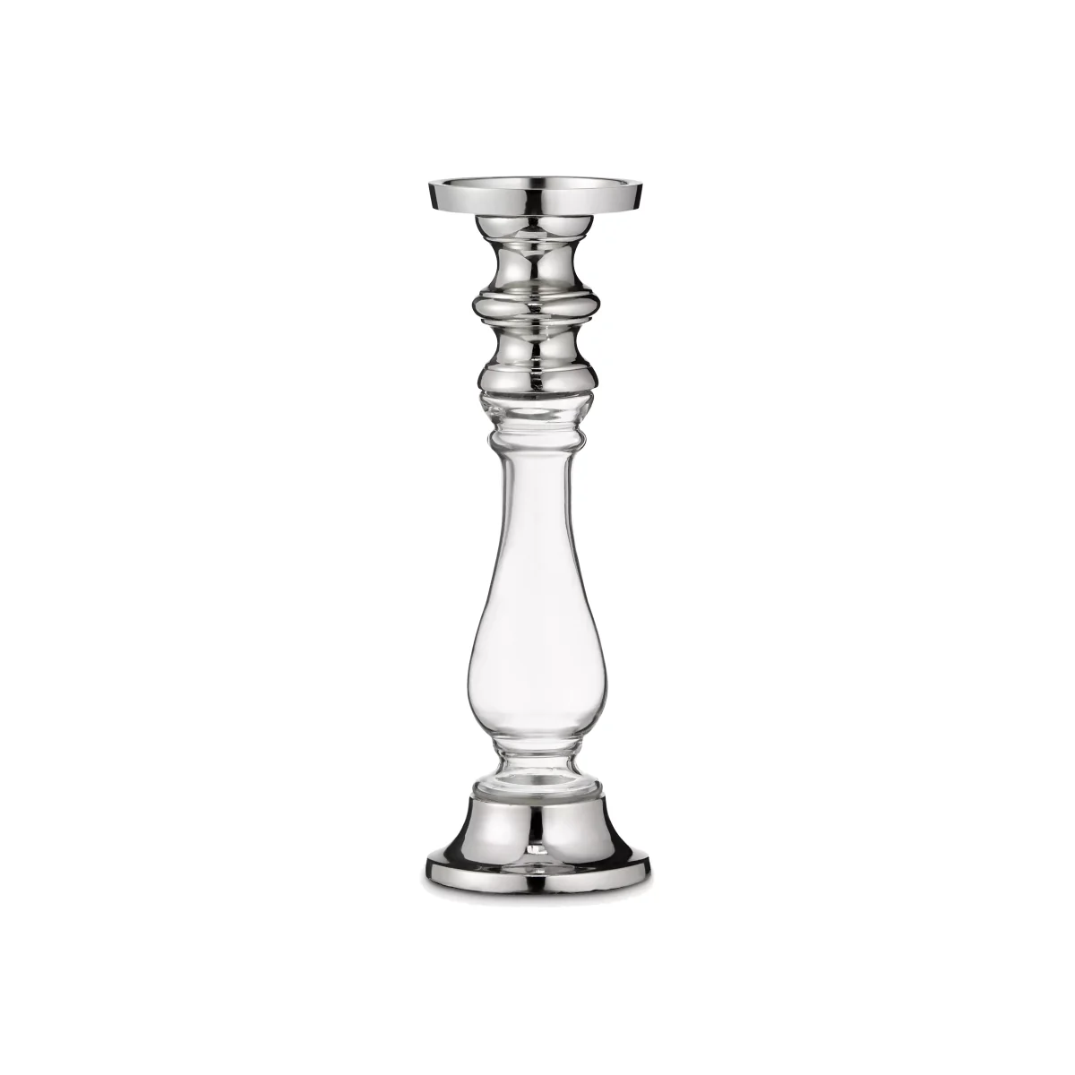 John Lewis & Partners Glass And Aluminium Pillar Candle Holder, 30cm – image 1