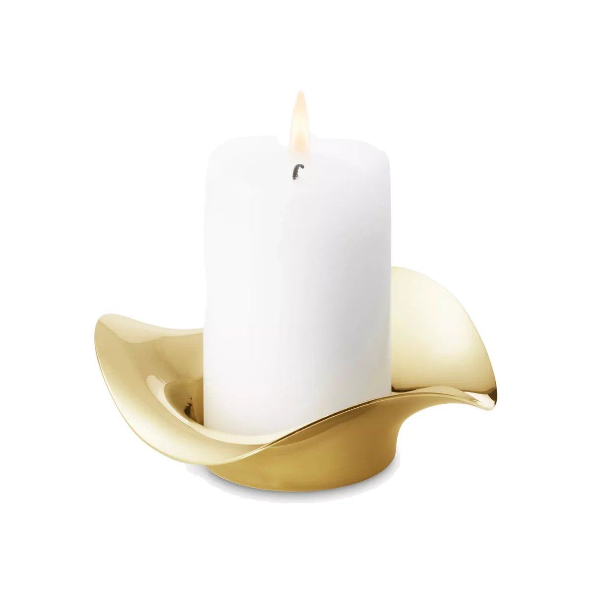 Georg Jensen Cobra Pillar Candle Holder, Gold – image 1
